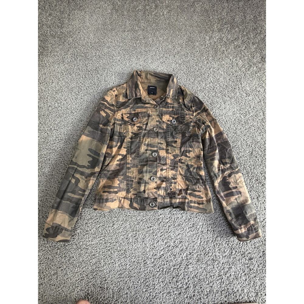 Marisa Jacket Womens P Multicolor Camouflage Denim Cotton Blend Collared Button